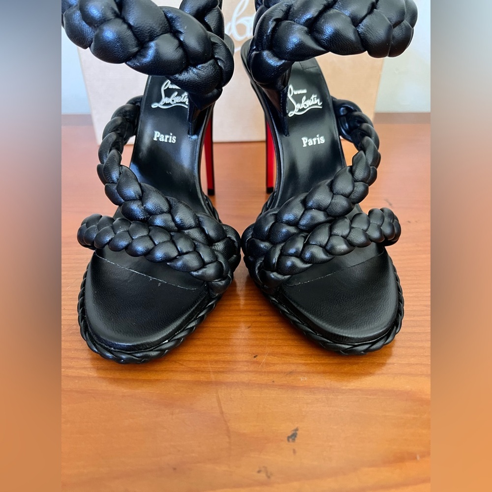 NIB Christian Louboutin X Idris Elba Fatima 120 MM Leather Strap Sandals Size 37 - Picture 5 of 10